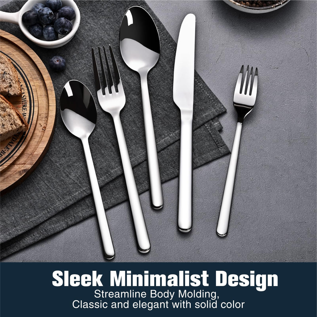 20-Piece Forged Silverware Set for 4, 18/10 Stainless Steel Mirror Finish