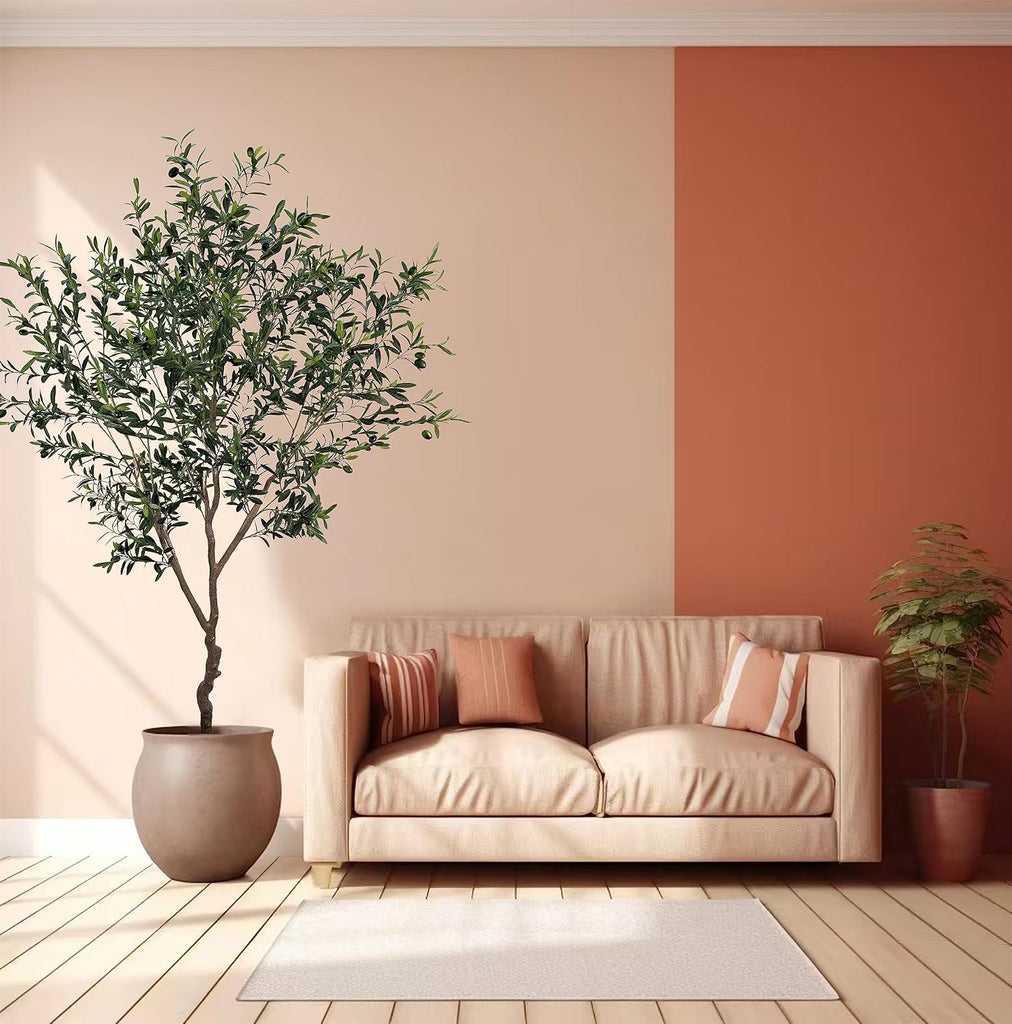 Olive Tree 7ft(82in,2200+Uv Protection Leaf) Tall,Faux Olive Tree Indoor Artificial Tree for Modern Home Office
