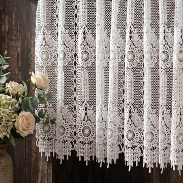 Homey Sheer Embroidered Flowers Lace Valances for Windows