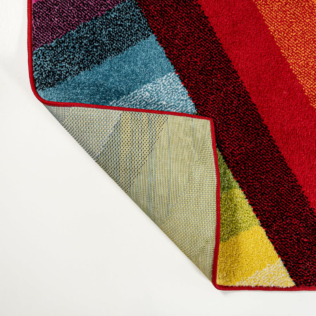 Retro Rainbow Stripe Multi Indoor Area Rug, Contemporary, Casual, Coastal, Easy-Cleaning, Pet Friendly