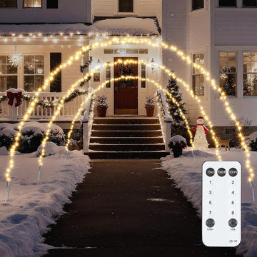 3 Pack Christmas Archway Outdoor, 24FT 300LED Christmas Arch Light,8 Light Modes Lights Driveways Arch, Perfect