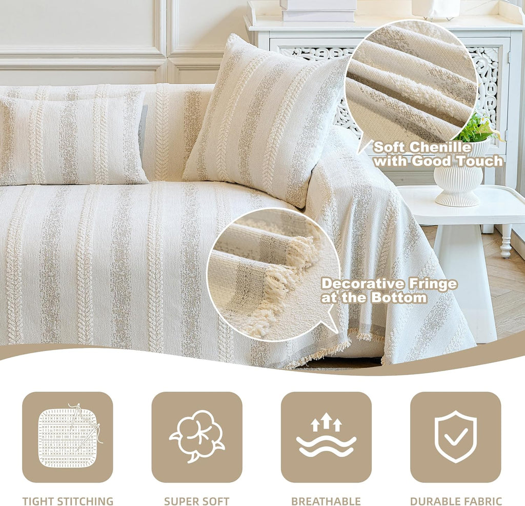 Couch Cover for Dogs Washable Sofa Cover, Sectional Couch Covers, Sofa Covers for 2 Cushion Couch, Non Slip Stripe