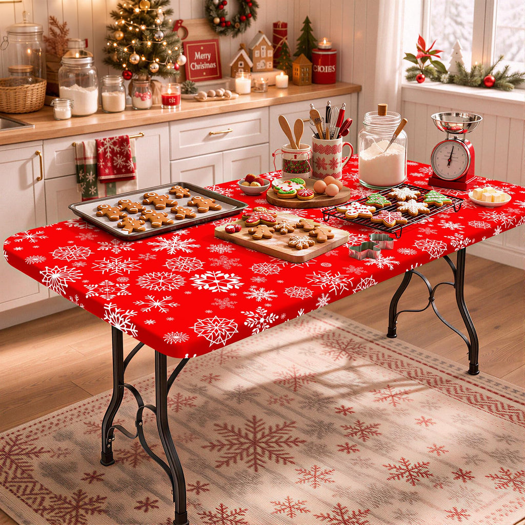 Christmas Table Cloth, Waterproof Plastic Table Cover for 3.5FT Table