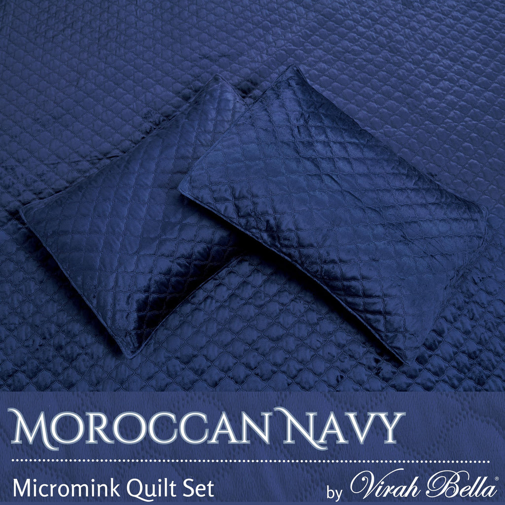 Micromink Quilt Set - Premium Micromink King -Size Quilted Blanket Comforter Bedding Set - Includes 2 Pillow Shams