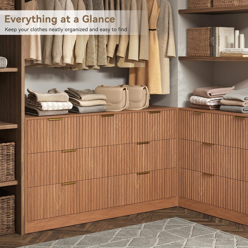 7 Drawer Dresser, Fluted Modern Chest of Drawers