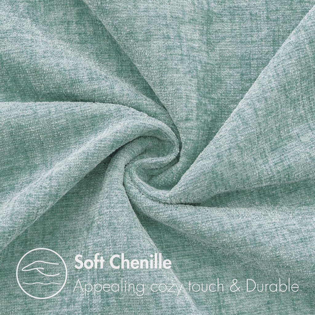 Soft Chenille Throw Pillow Covers Aqua Green 20x20 Inch Pack of 2