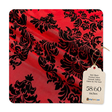 Flocked Damask Taffeta Fabric by The Yard - 60" Wide Upholstery & Craft Fabric - Elegant Damask Fabric for Dresses