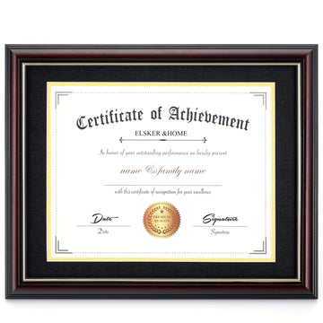 11x14 Diploma Frame with Black Mat, Real Cherry Wood