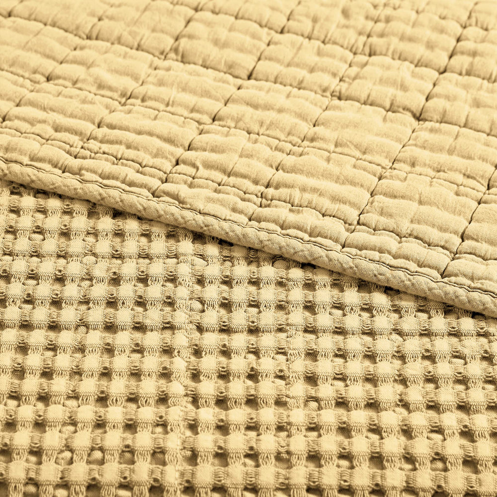 Mills Waffle - Throw - Ochre Cotton Waffle - Throw Size 50 x 60in.