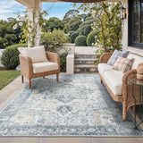 Outdoor & Indoor Area Rug 5'x8', Waterproof, Non-Shedding, Easy Cleaning, Boho Mat for Patio, Living