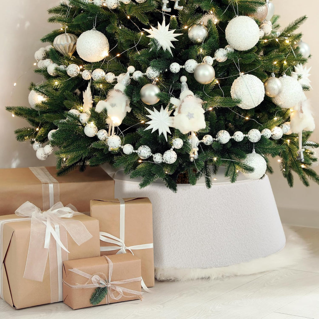 Beautiful Christmas Tree Collar - Authentic 28" Boucle Tree Ring for Any Christmas Decor - Easy to Set Up Skirt