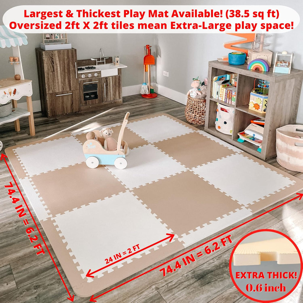 Extra Large Baby Play Mat Tiles Thick Foam Non-Toxic Floor Puzzle Mat Interlocking Activity Playmat for Infants