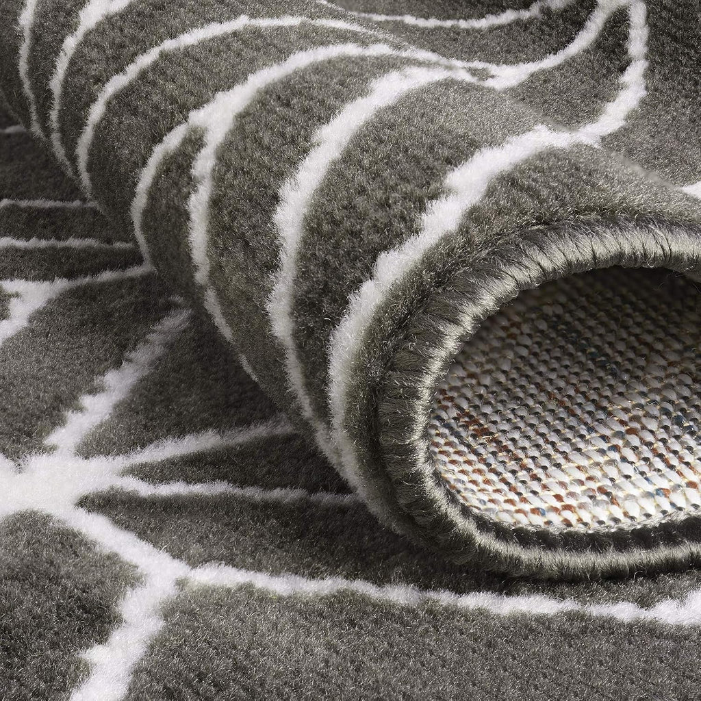 Modern Contemporary 3-Piece Rug Set with 5x7 Area Rug, 2x5 Runner Rug and 2x3 Accent Mat, Geometric Trellis Diamond