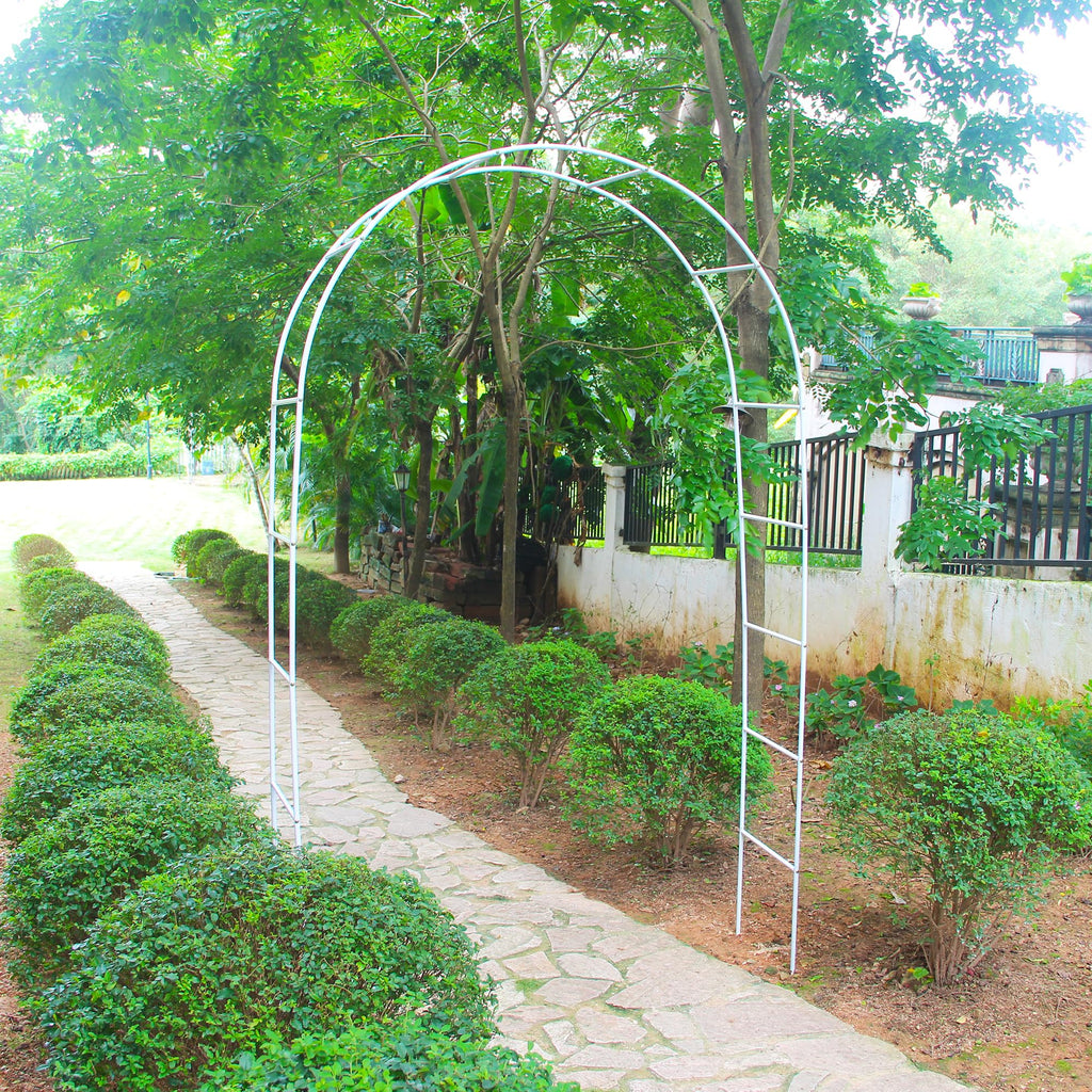 7.9 Ft H x 4.6 Ft W White Metal Pergola Arbor for Various Climbing Plant Wedding Garden Arch Bridal Party Decoration