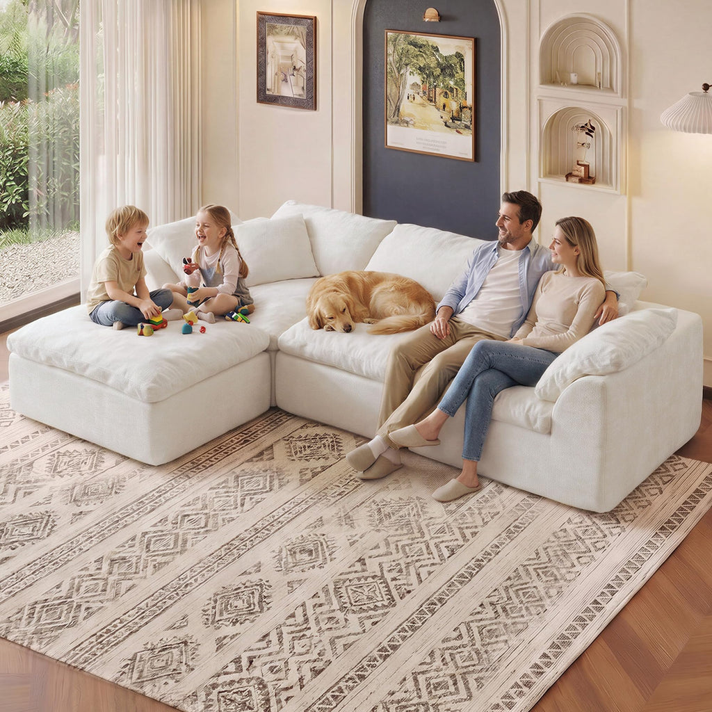 109" Modular Sectional Sofa, Cloud Comfy Chenille Couch with Deep Seats
