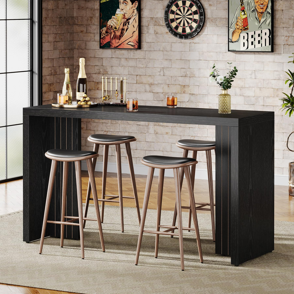 55.12-Inch Long Bar Table, Modern Counter Height Pub Table with a Spacious Tabletop, Rectangular Home Coffee Bar Unit