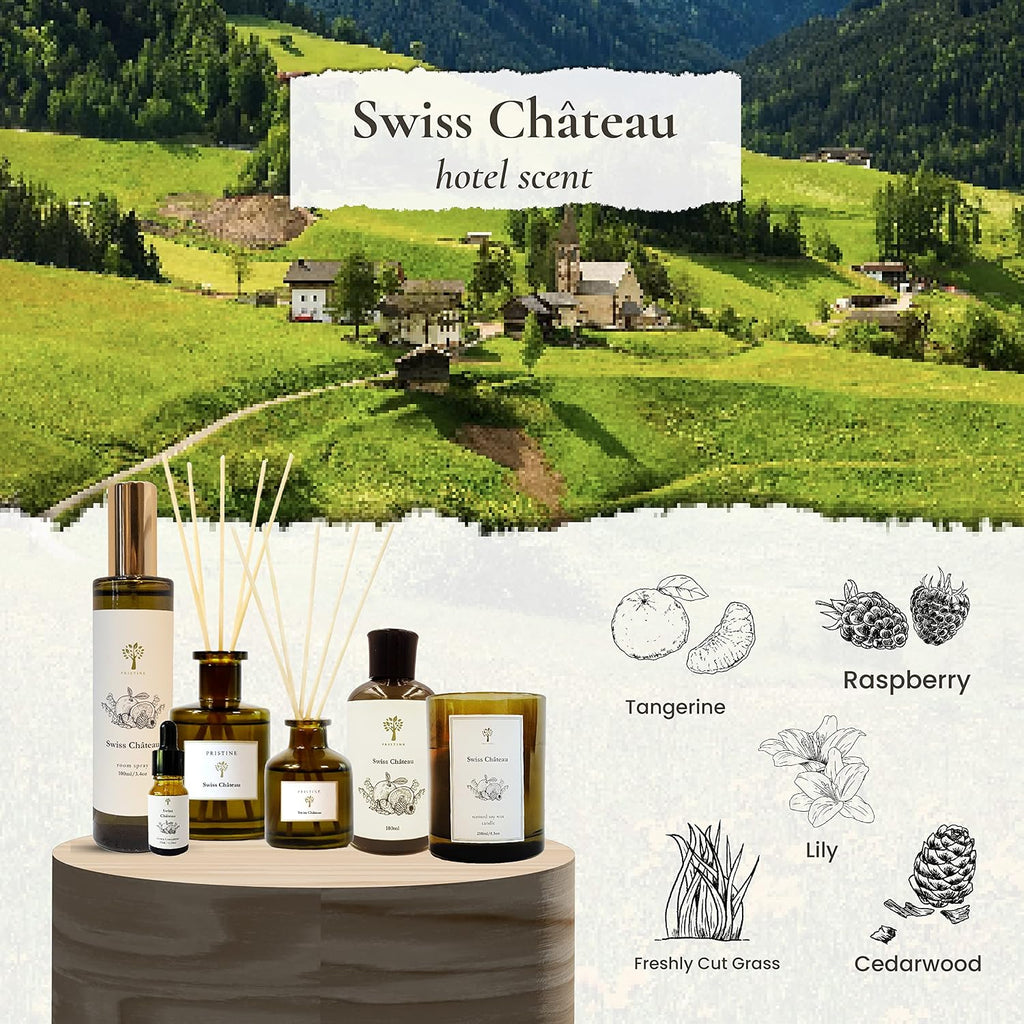 Swiss Château/Inspired by Hilton Reed Diffuser - Home & Bathroom | Fresh Cut Rose, Tangerine, Cedarwood Oil Reed