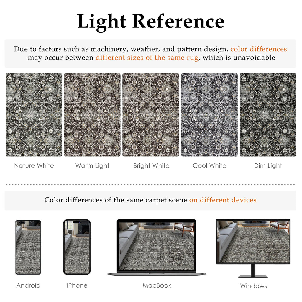 Black Runner Rug Vintage Traditional Distressed