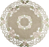 Embroidered Table Topper Gold Daisy Fleur Latte Small Tablecloth Doily (33 Inch Round)