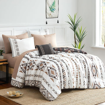 Geniospin Comforter Set - 7 Pieces Boho Bed in a Bag, Western Bedding Set for All Seasons