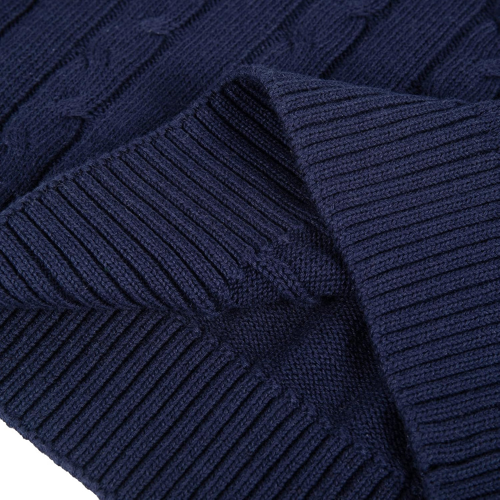 Boys Sweater Cotton Quarter Zip Sweater Kids Cable Knit Pullover