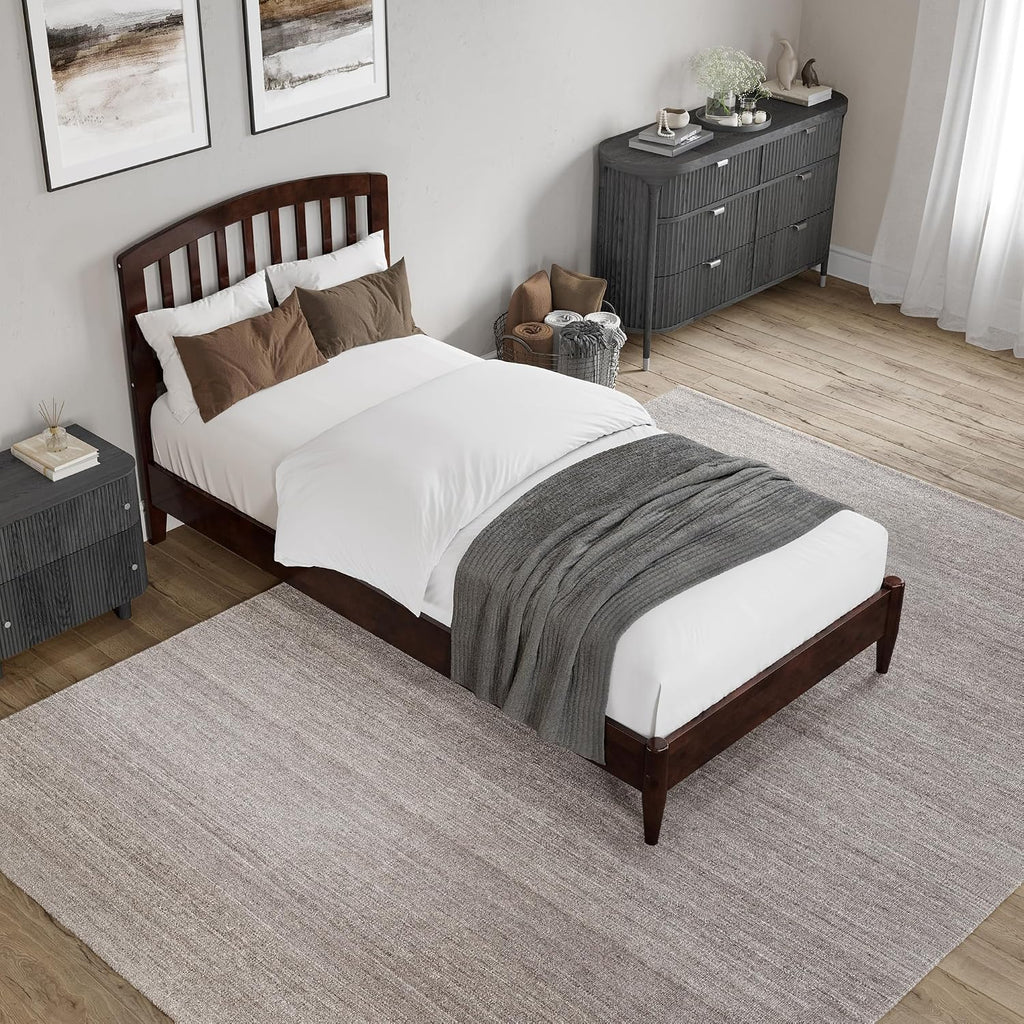 Quincy Twin XL Solid Wood Low Profile Platform Bed, Walnut