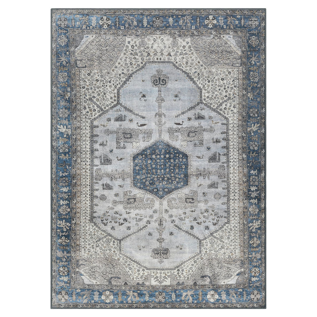 Vintage Washable Area Rug, Non-Slip Low Pile