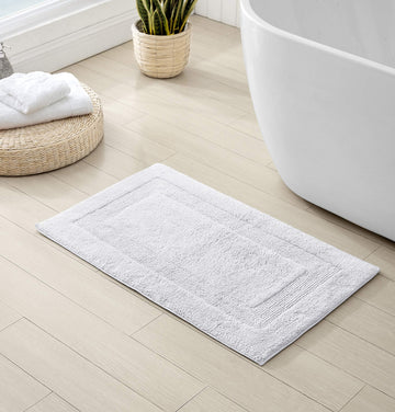 Cotton Bath Rug, Soft Absorbent Bathroom Mat, 21 x 34