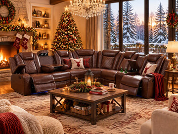 Power Reclining Sectional Sofa Set, Living Room Set Brown Sectional Leather Sofa Living Room Furniture Sets with 2
