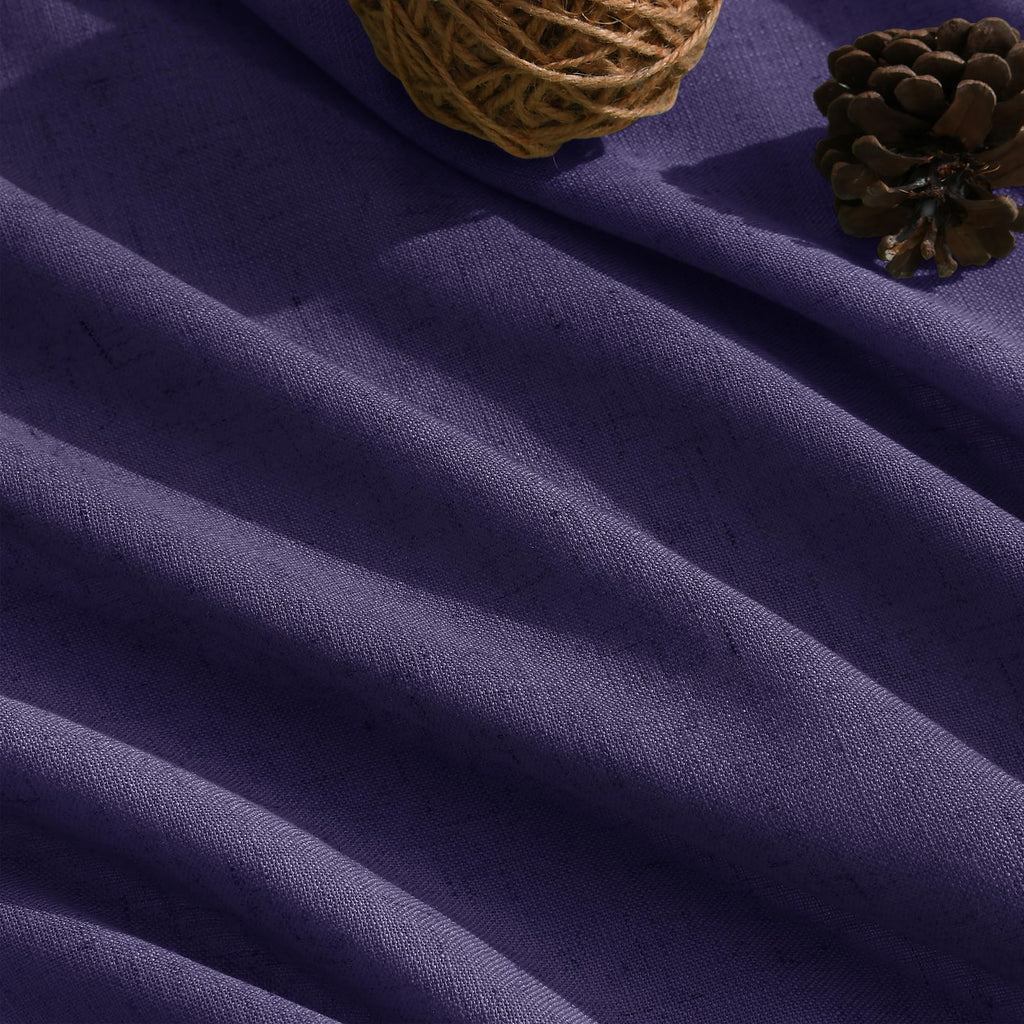 Purple Linen Blend Light Filtering Back Tab Curtains 108 Inches Long, Semi Sheer Privacy Drapes, 52x108 inch, 2