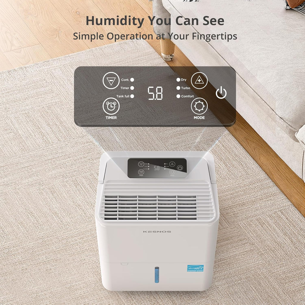 2,500 Sq. Ft. Energy Star 2025 Dehumidifier for Home & Basement, Ideal for Bedroom with Ultra Quiet 36 dB, 0.39