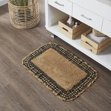 Burlap Check Bath Mat, Natural and Black, 20x30