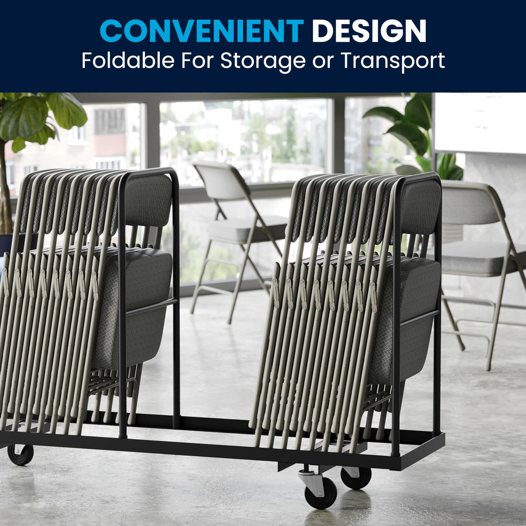 Hercules Series Metal Folding Chair with Cushioned Seat, Fabric Upholstered Event Chair with 300-lb. Static Weight