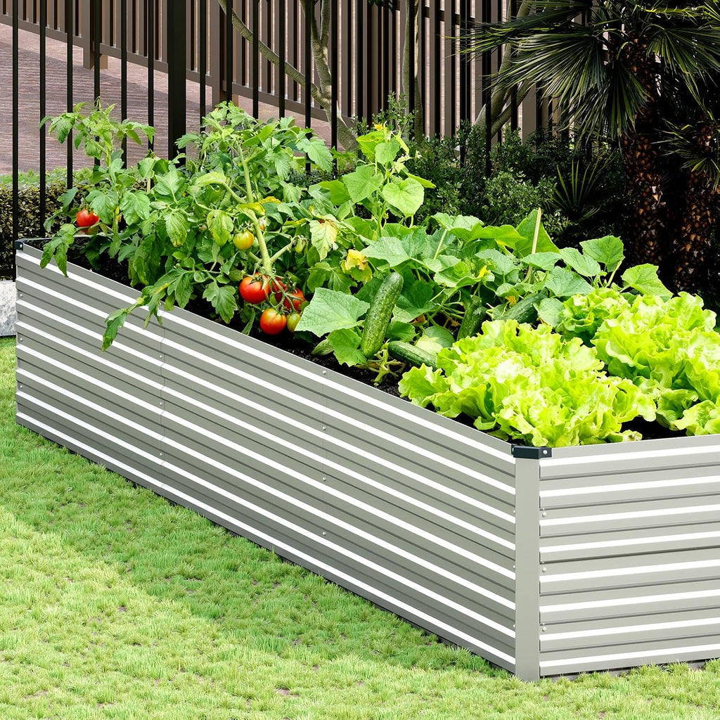 12x2x2ft Galvanized Raised Garden Bed,Metal Raised Beds Kit Silver | 2FT Deep Root Elevated Garden Planter Box