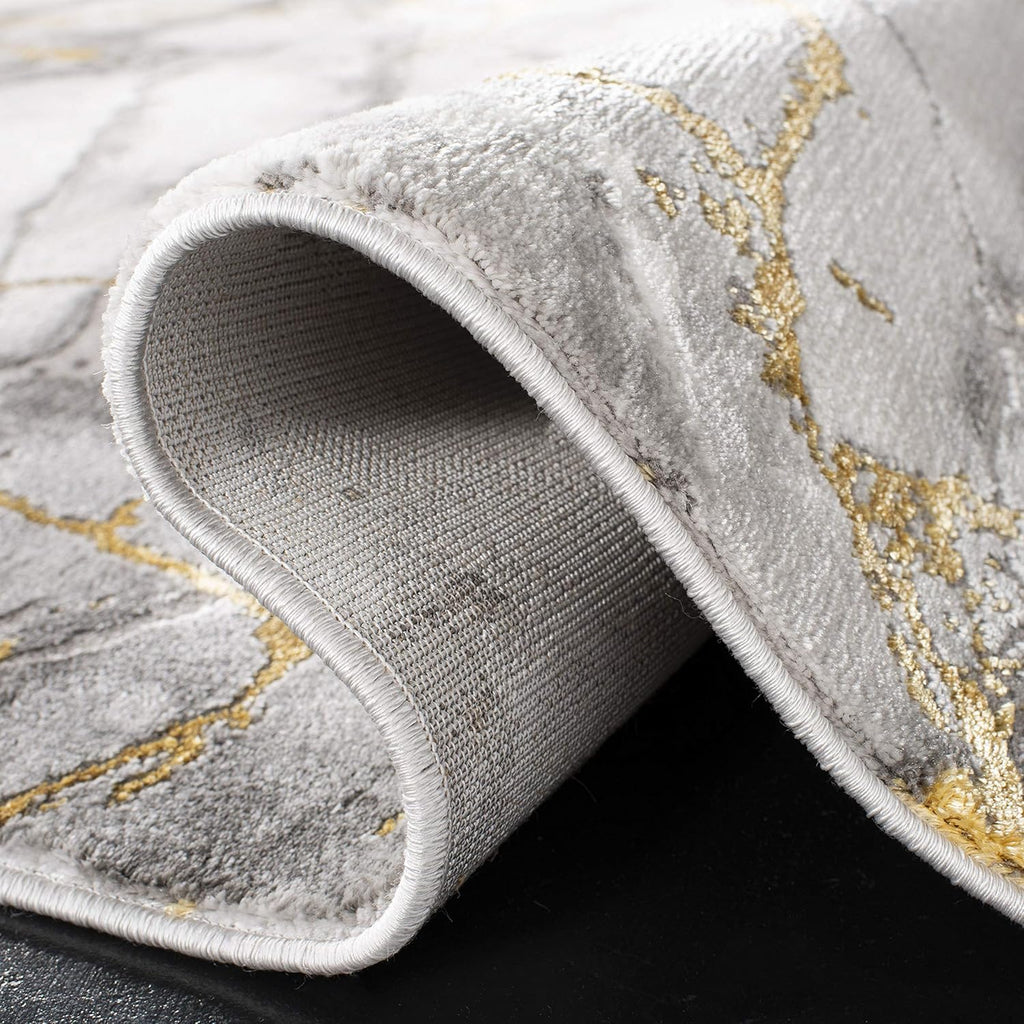 Area Rug 8x10 - Craft Collection - Large - Grey & Gold, Modern Abstract Design, Non-Shedding & Easy Cleaning, Ideal