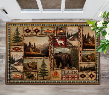 2'x'3 Rustic Lodge Bear Moose Deer Small Entryway Rugs Vintage Farmhouse Cabin Decor Front Door Mat Indoor Entrance