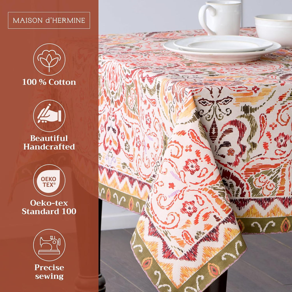 Table Cloth Square Table 100% Cotton 54 x 54 Inches Fall Tablecloth Reusable Everyday Use for Thanks