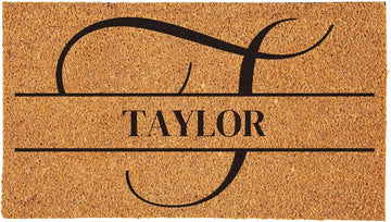 Flag Monogram Personalized Coir Doormat, 18x30 Inches Custom Name Coir Door Mats Outdoor, Front Door Welcome Mats