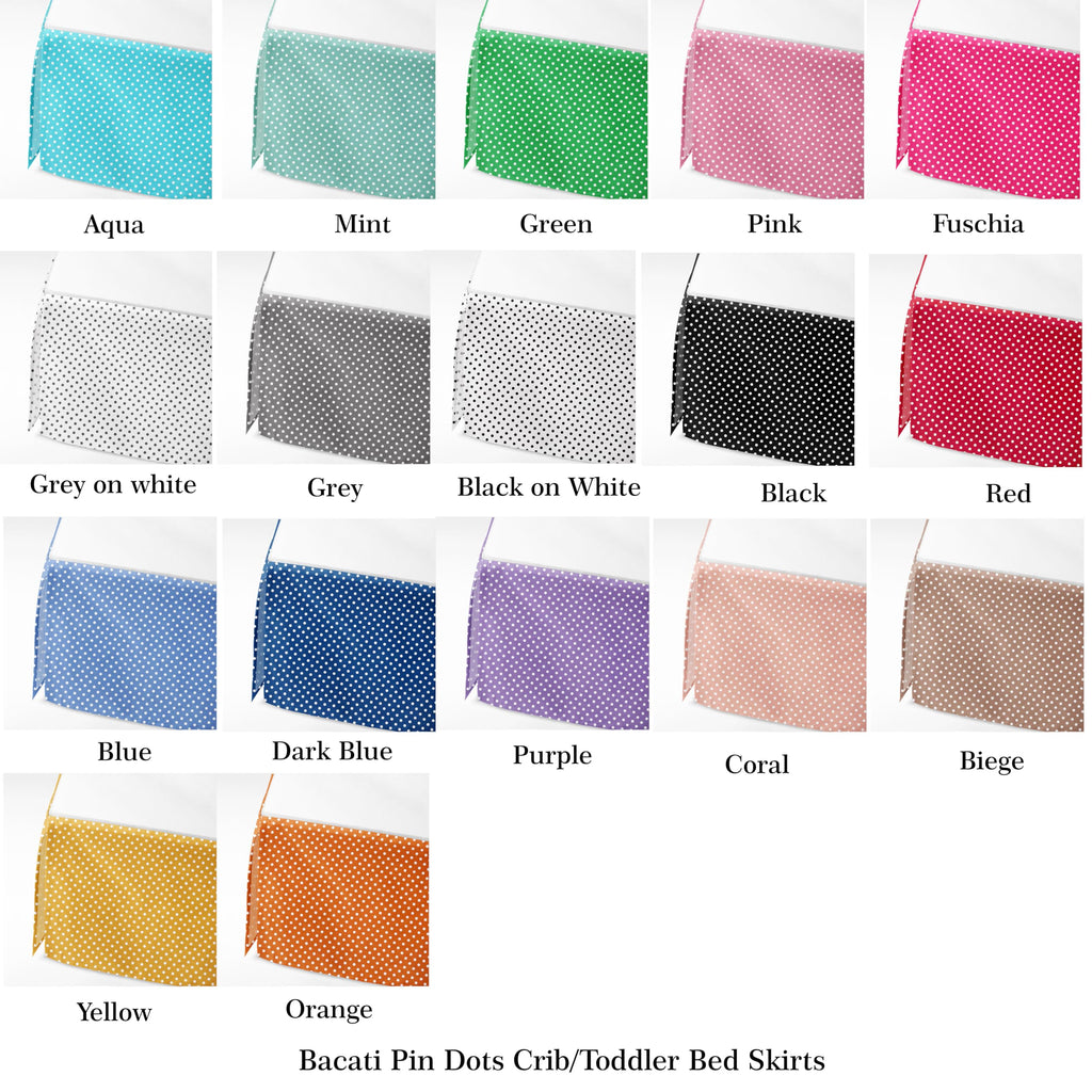Mix N Match Pin Dots Crib/Toddler Bed Skirt Dust Ruffle (Green)