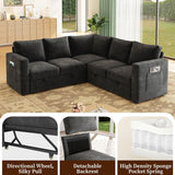83.5" Sectional Sleeper Sofa with Pull Out Couch, Modern 5 Seat L Shaped Modular Couch