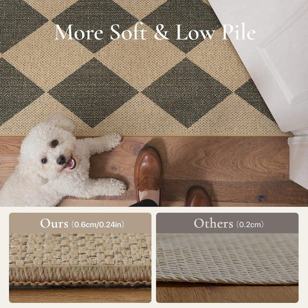 Area Rugs, Washable Outdoor Checkered Non Slip