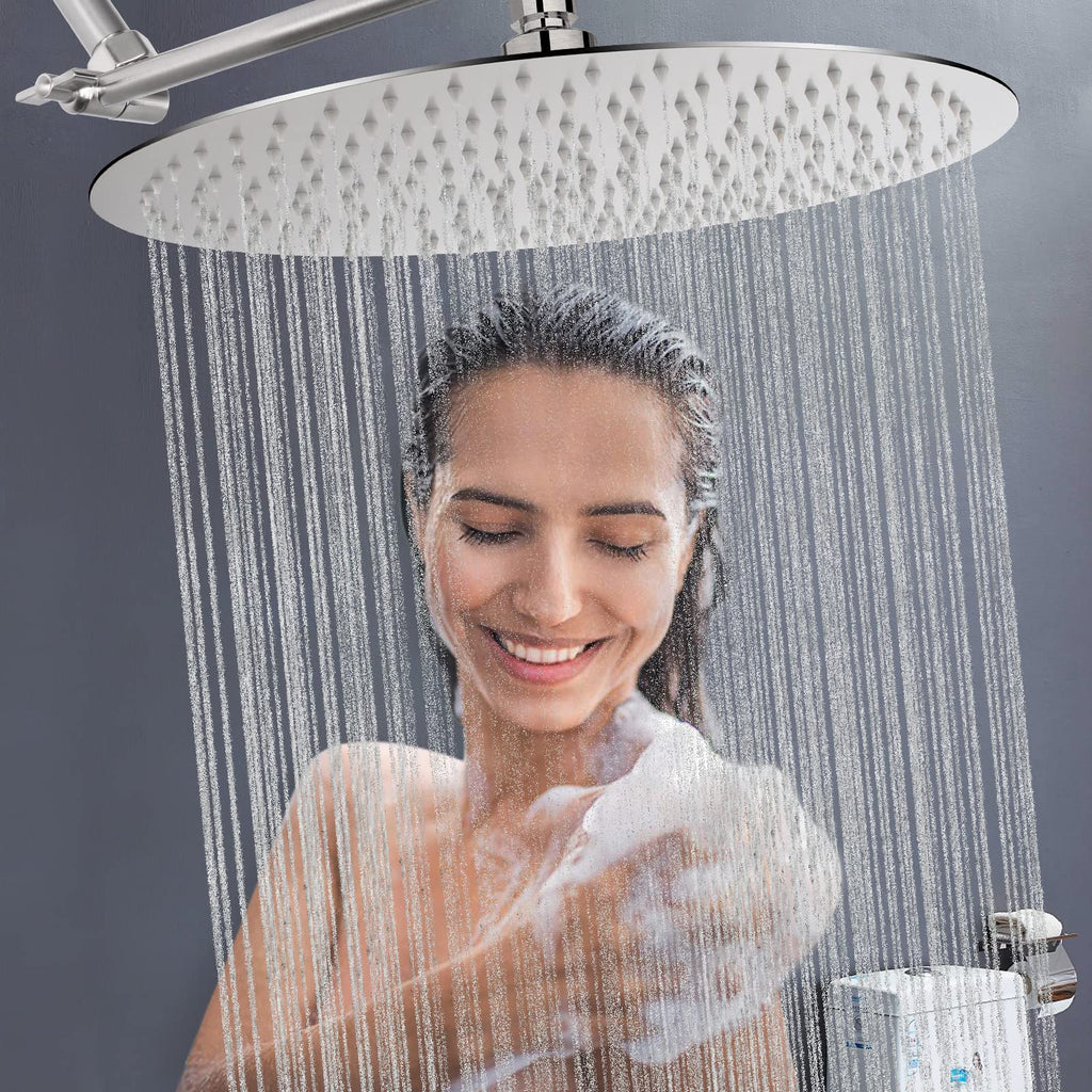Rain Shower Head, Ultra-Thin Design-Pressure Boosting, Awesome Some Experience, High Flow Stainless Steel Rainfall