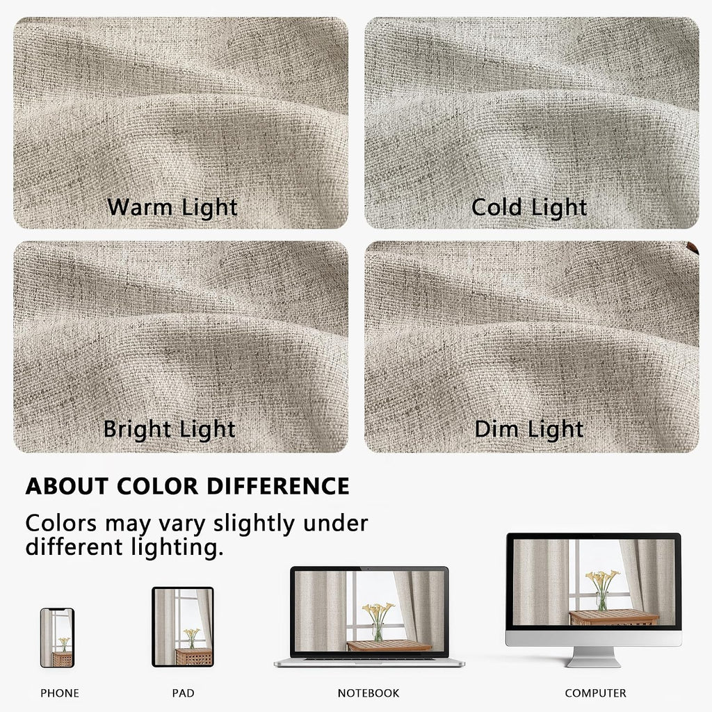Valance for Windows, Light Filtering Faux Linen Textured Small Short Valance Kitchen Curtain, Dual Rod Pocket Top