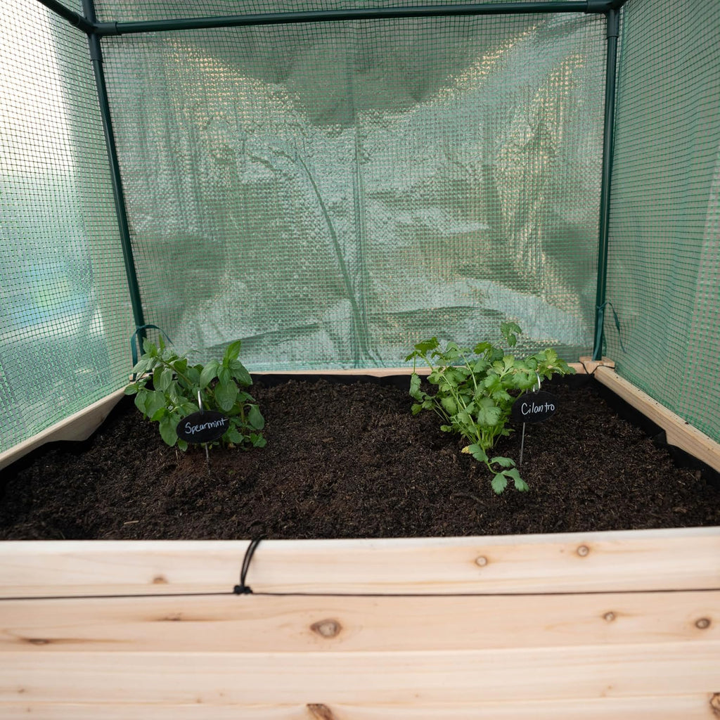 Expressions 36"x24" Elevated Garden Bed with Greenhouse Cover - Raised Wooden Planter Box with Legs, Mini Outdoor