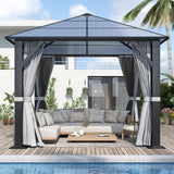 10’x10’ Patio Hardtop Gazebo with Polycarbonate Roof, Waterproof Outdoor Canopy Gazebo
