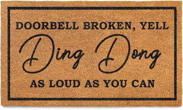 Ding Dong Doorbell Door Mat 30x17 Inch, Doorbell Broken Welcome Mat Coir | Funny Home Decor, Conversation Starter