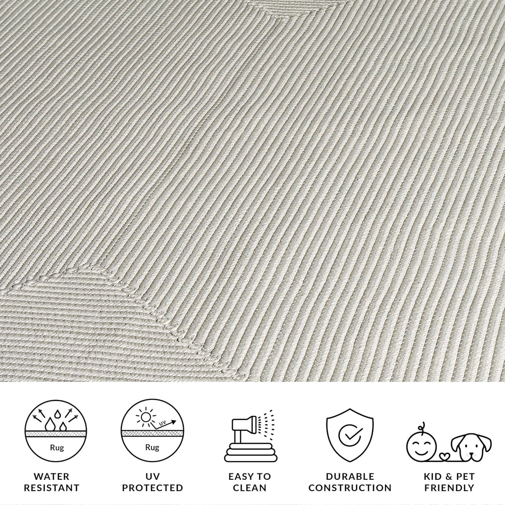 Braided Indoor/Outdoor Washable Oval Rug 4x6, Cream BRD315C
