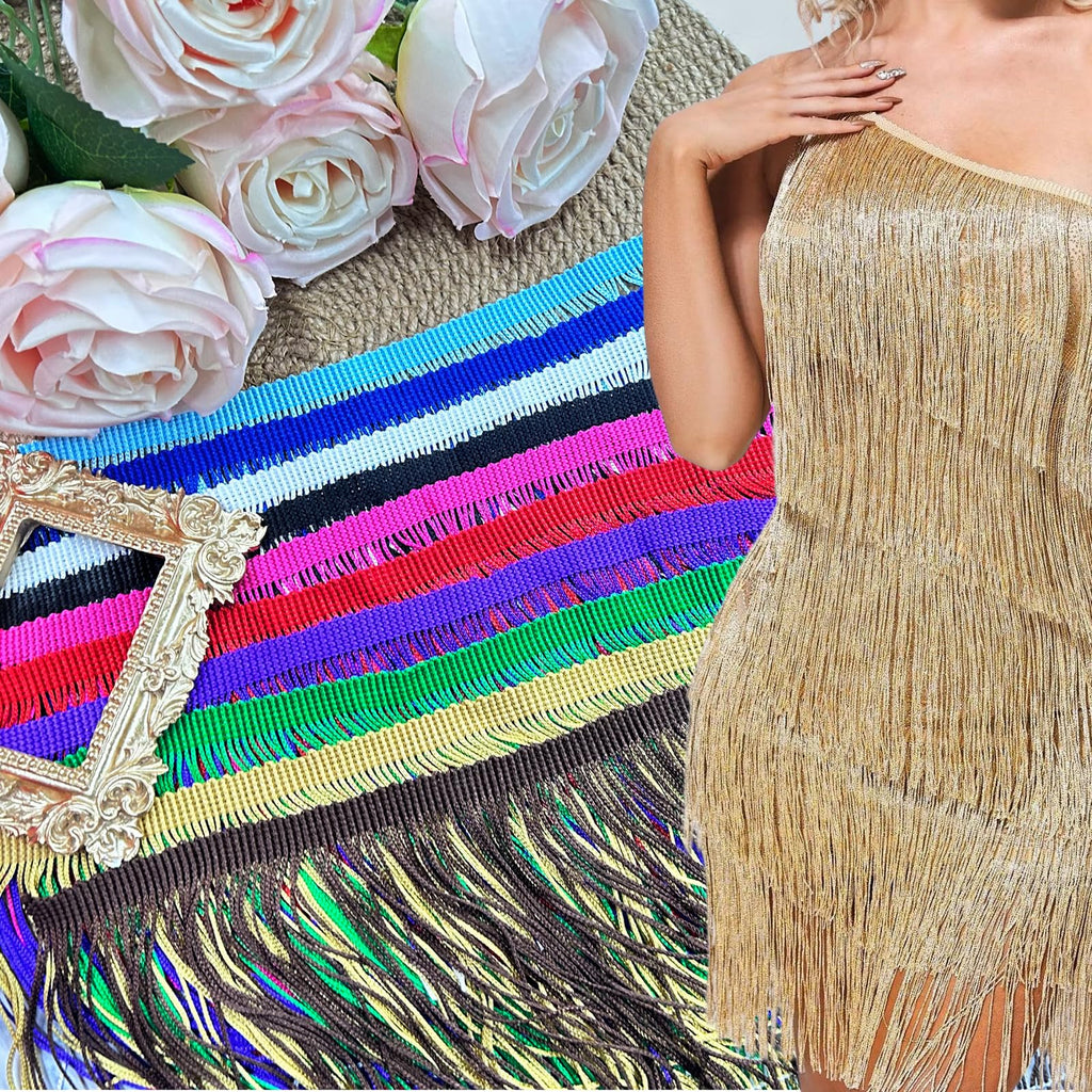 Chainette Fringe Trim, Gold, 6" Wide, 10 Yards