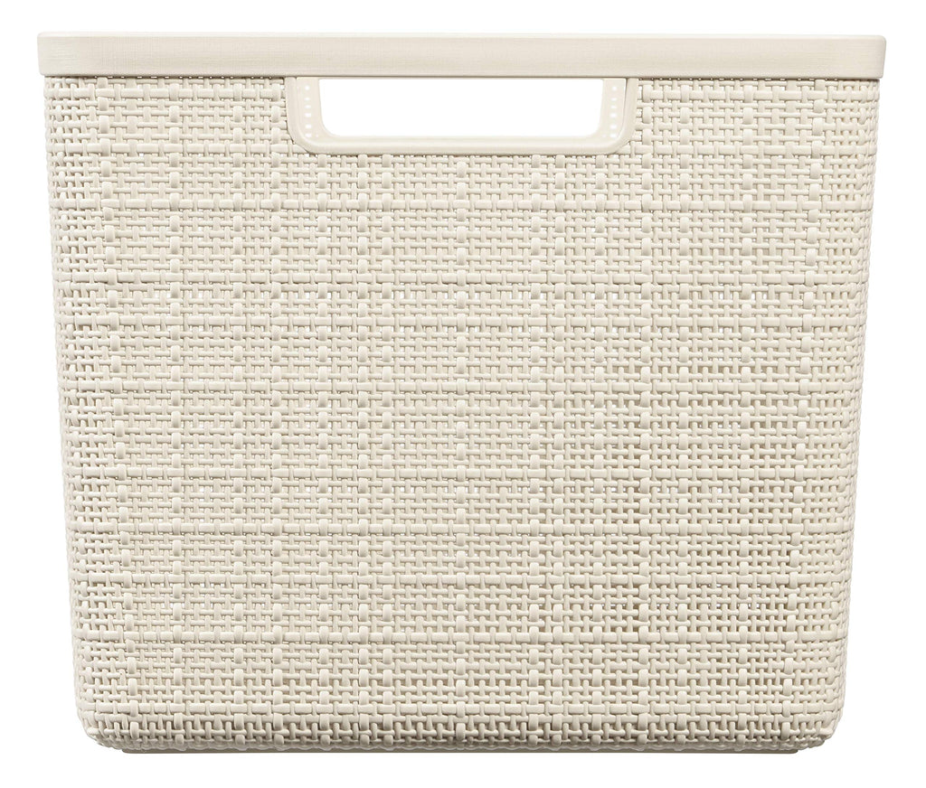 Jute Basket 100% Recycled Plastic Rectangular, White, L: 20 L
