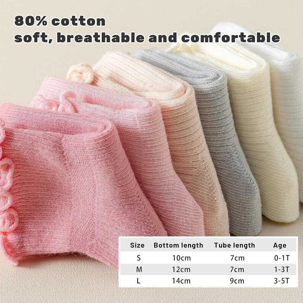 Toddler Socks Ruffle for Girls Baby Grip Socks Non Slip Cute Frill
